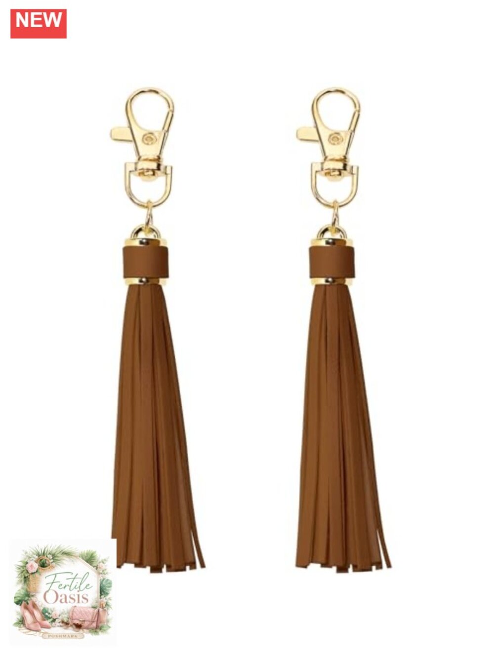Set of 2 PU Leather Tassel Keychains with Lobster Clasps for Bags and Jewelry